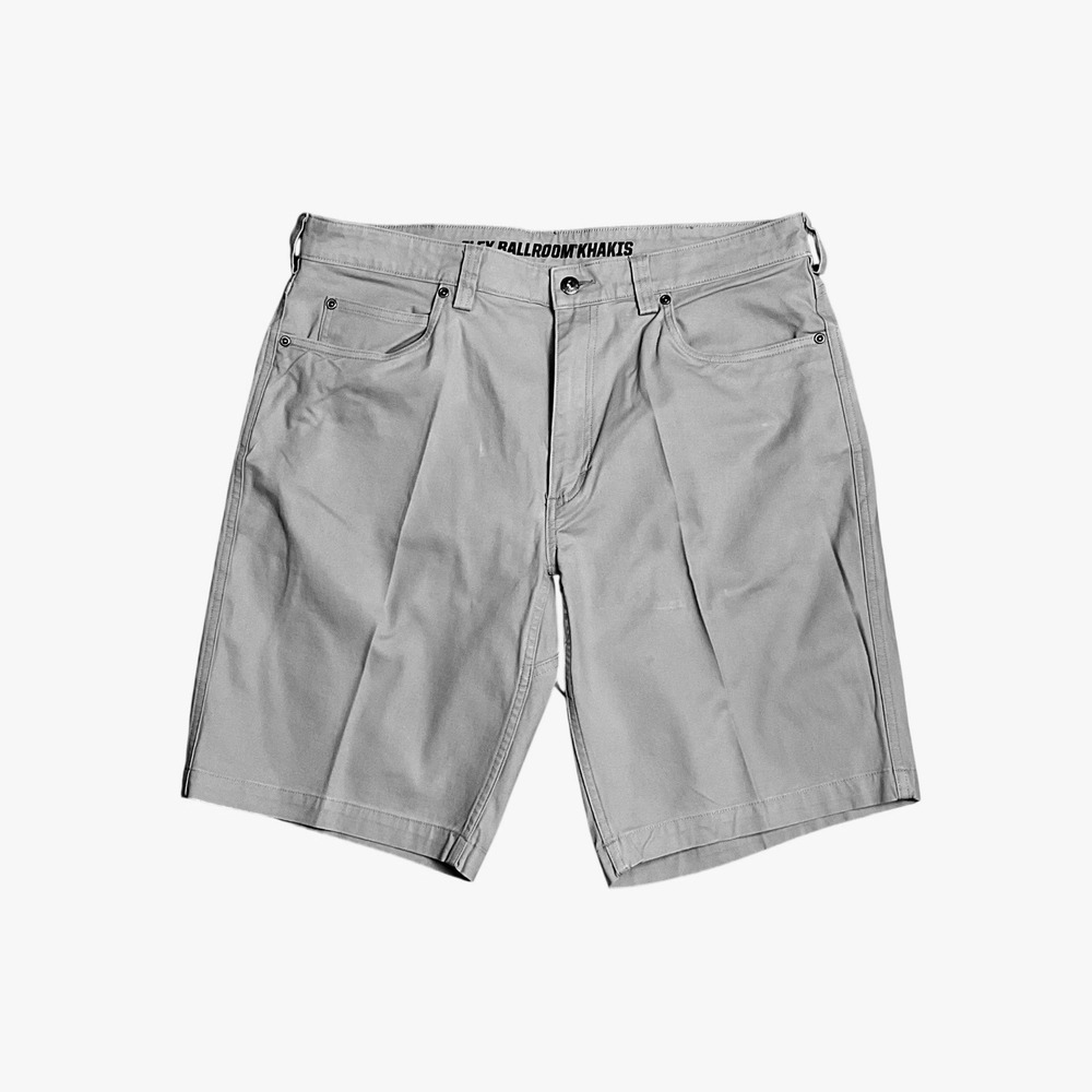 Duluth Trading Co Flex Ballroom Khakis Shorts Mens 36 Gray Relaxed Fit Chino